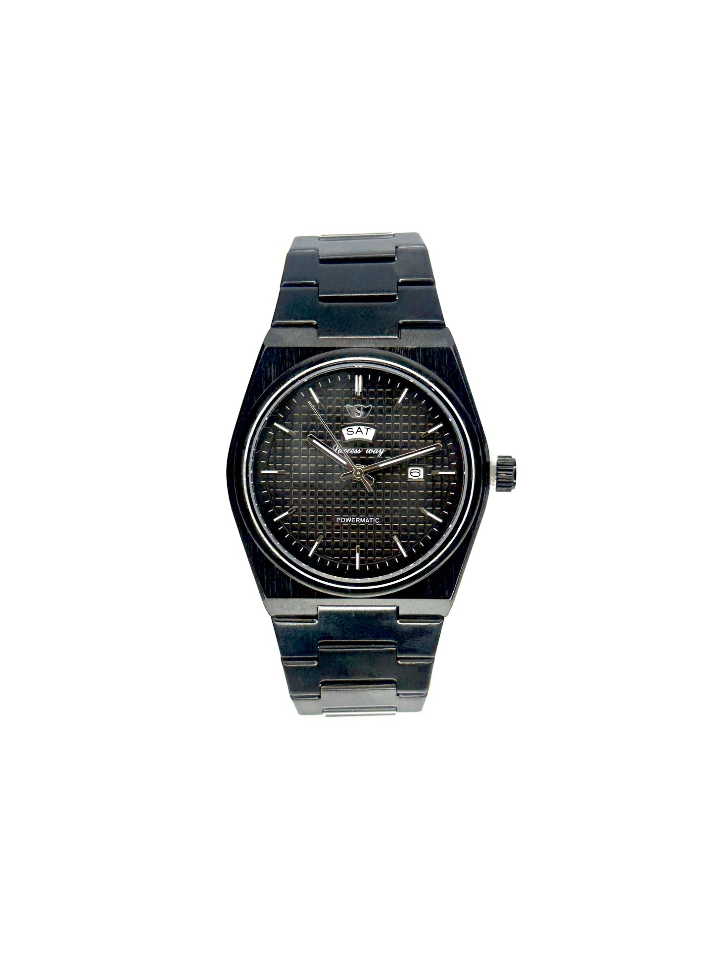 Successway SW-8899 Powermatic Men's Watch – Full Black Stainless Steel with Day & Date Displa