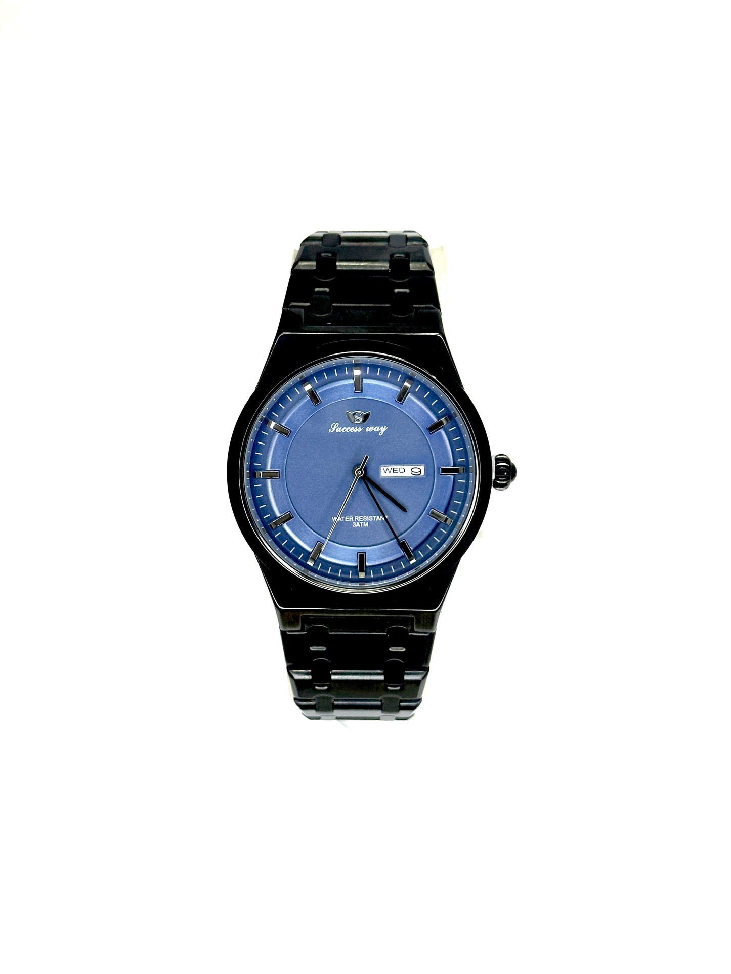SUCCESSWAY Eclipse Classic – Blue Dial Black Steel Watch (Day-Date Display)