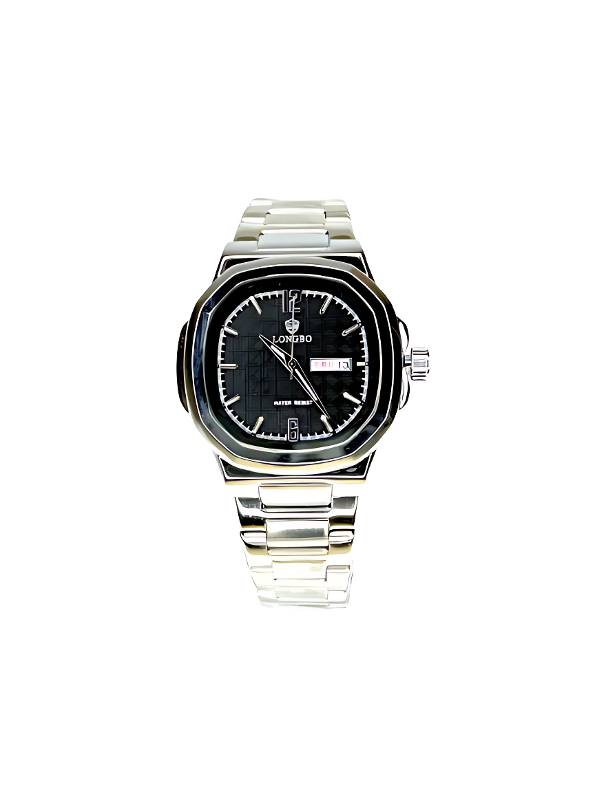 LONGBO Luxury Stainless Steel Men's Watch – Analog Display with Day & Date Feature