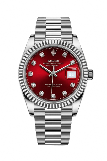 Rolex-Inspired Red Dial Day-Date Men’s Watch – Diamond Markers