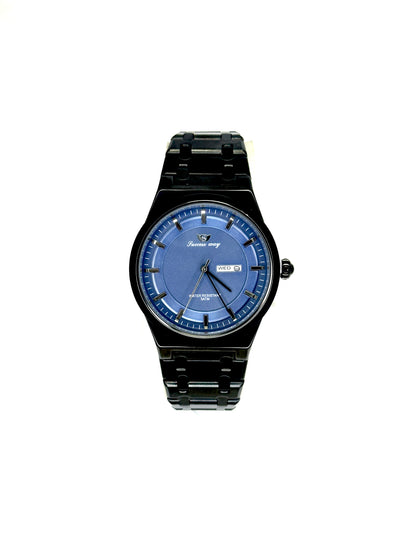SUCCESSWAY Eclipse Classic – Blue Dial Black Steel Watch (Day-Date Display)