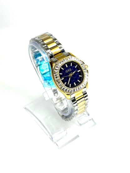 LEKE Royal Blue & Gold Two-Tone Luxury Watch – Crystal Bezel Edition